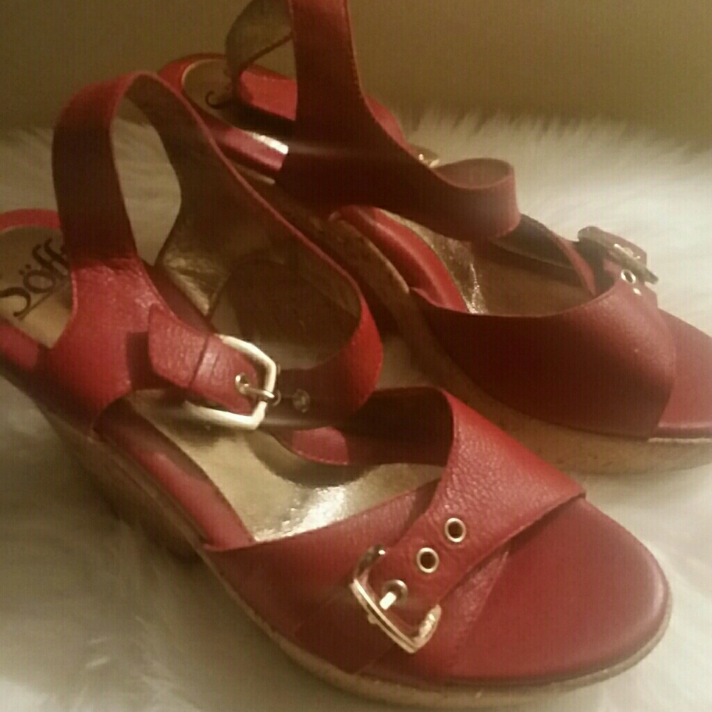 Soft brand wedge sandals, worn twice.